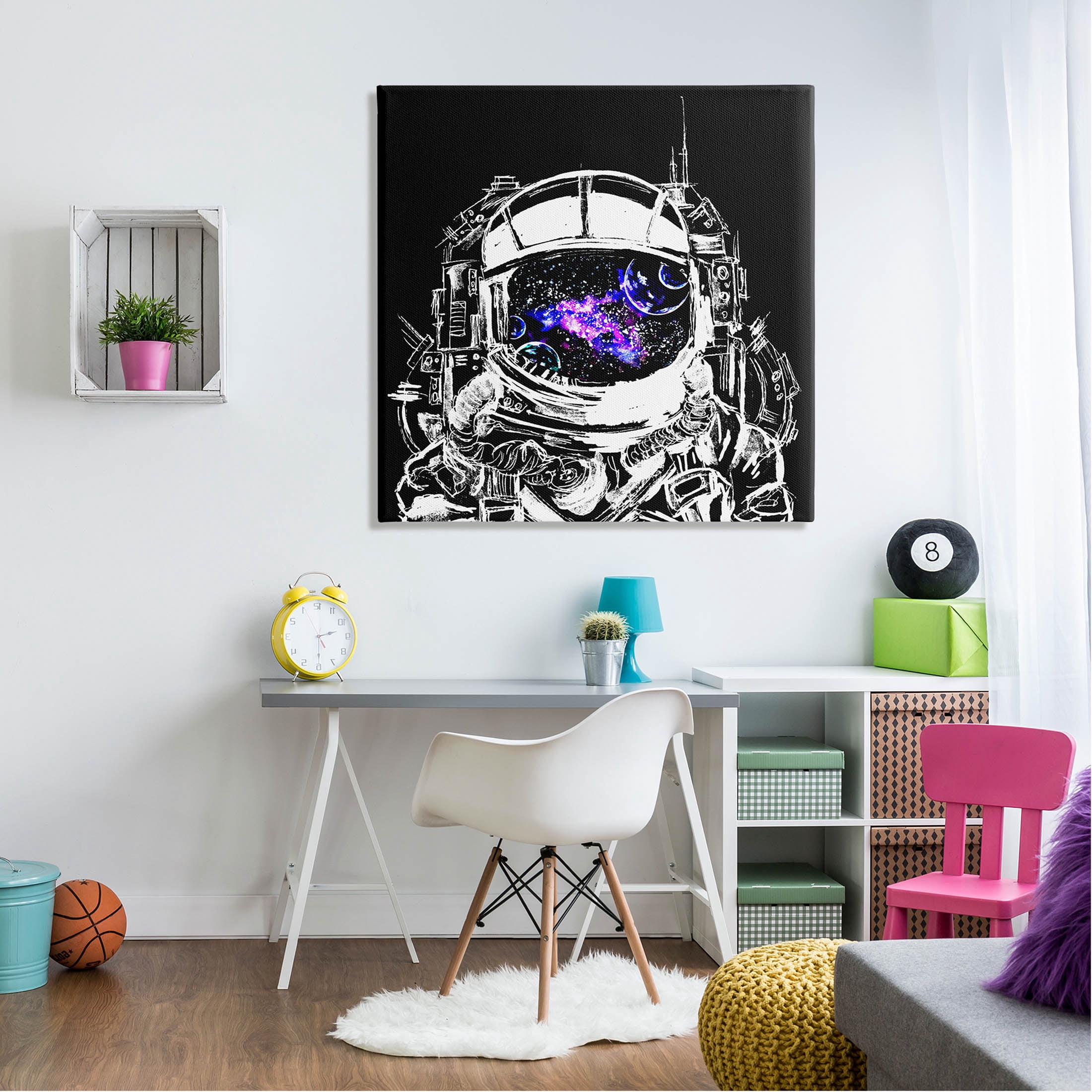 Astronaut Nebula Galaxy Reflection Art for Kids Graphic Art Gallery Wrapped Canvas Print Wall Art