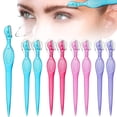 thumbnail image 1 of 8 Pcs Eyebrow Razor for Women Small Face Razors Shaver Trimmer Facial Hair Removal Eyebrow Shaper with Stainless Steel Blade Safety Cover for Peach Fuzz Lip Dermaplaning Tool, 4 Colors, 1 of 7
