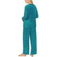 thumbnail image 2 of Nautica Womens Pajamas - Cozy Silky Fleece - 2 Piece Long Sleeve Winter Sleepwear Set for Women (Teal Print/X-Large), 2 of 4
