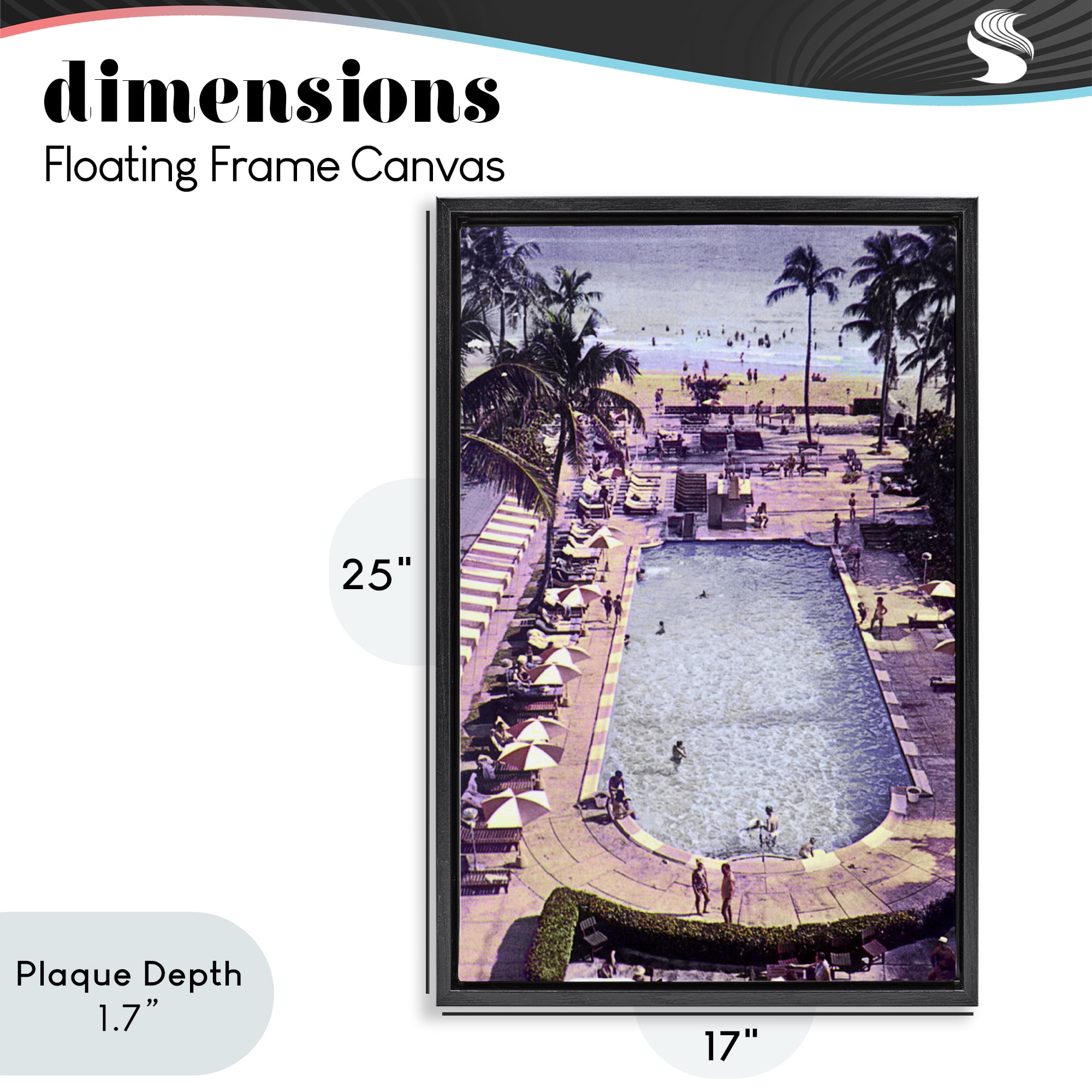 Stupell Industries Vintage Miami Sands Black Framed Floater Canvas Wall Art, design by Grotto Studios