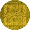 thumbnail image 1 of Ahgly Company Machine Washable Indoor Round Oriental Yellow Industrial Area Rugs, 8' Round, 1 of 4