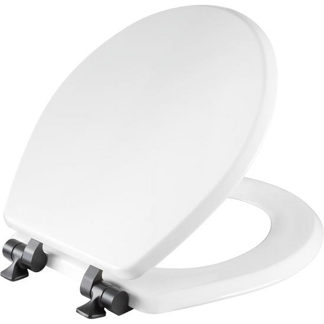 Mayfair by Bemis Benton® Round Wood Seat White with Matte Black Slow-Close Hinges Never Loosens