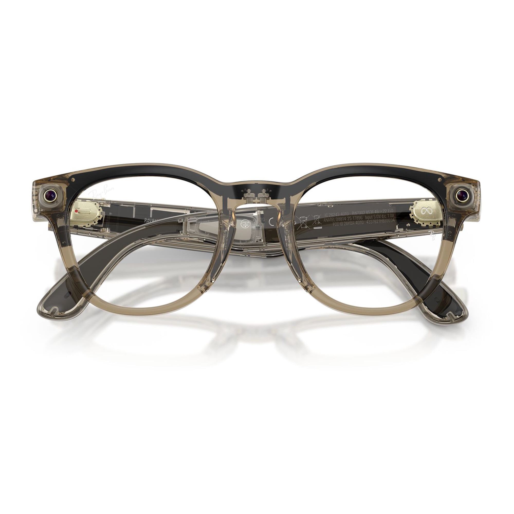 Ray-Ban Unisex Size 50 AI Smart Meta Gen 2 Scriber Panthos Glasses with Charging Case, Havana/Clear