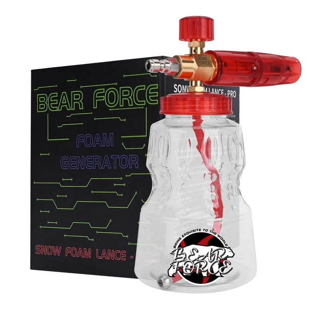 Hidrolavadora BEAR FORCE, cañón de espuma de latón, generador de espuma, lanza de espuma para nieve con conector rápido de 1/4" y boquilla de orificio de 1,25 mm y 1,10 mm, ajustable 360°, espuma de n