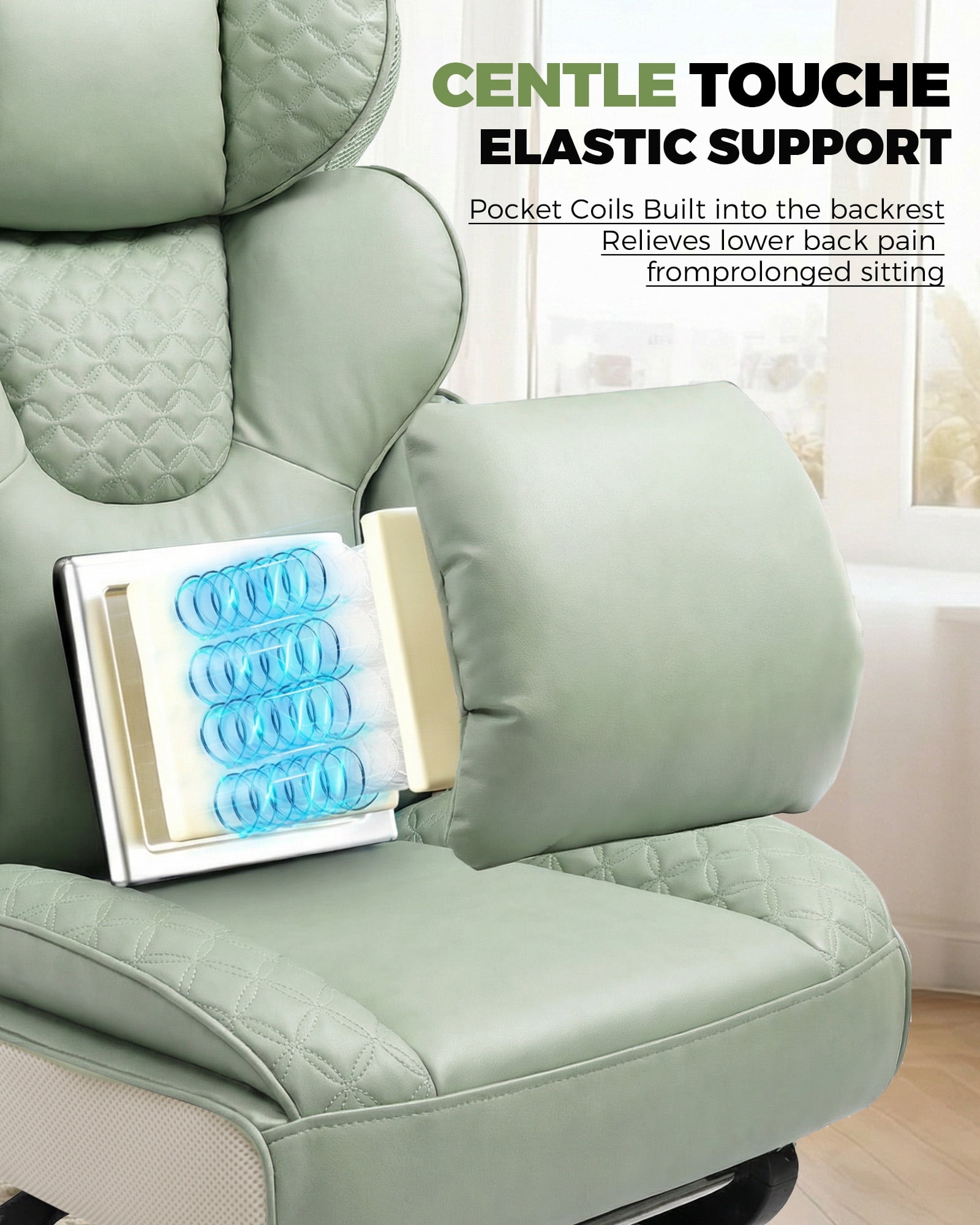 CloudRest Pro 400lbs Executive heavy duty office chair, High Back Ergonomic Computer Desk Chair with Lumbar Back Support,Green