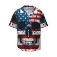 thumbnail image 3 of Cauagu American Flag Skull Men's Short Sleeve Button Down Hawaiian Shirt for Men Bowling Shirts Casual Summer Beach Shirt,XX-Large, 3 of 6