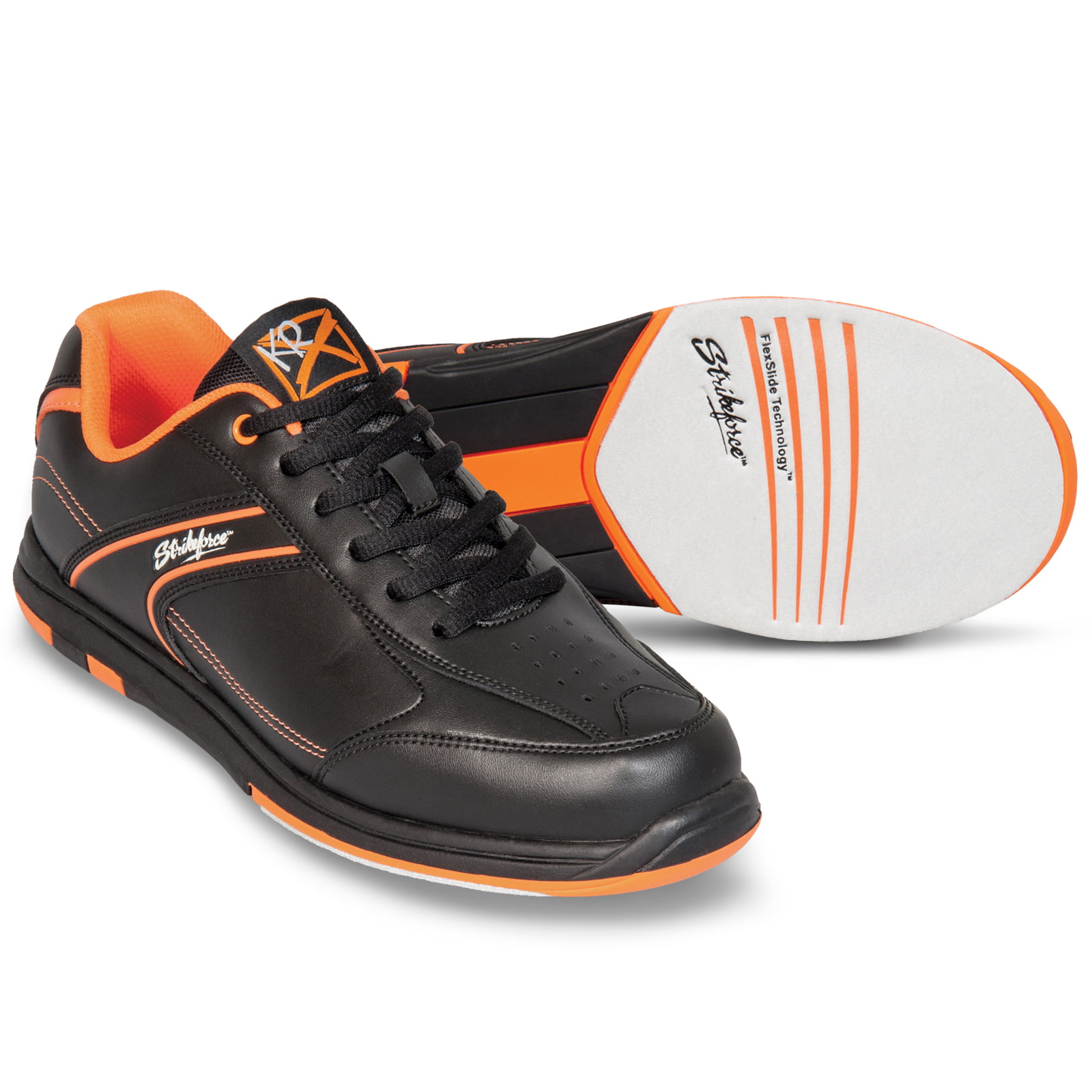 Mens KR Strikeforce Black/Orange Flyer Bowling Shoes Size 10 1/2 