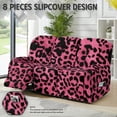 thumbnail image 3 of ZIATUBLES 8 Pieces Recliner Covers for 3 Cushion Reclining Sofa, Pink Leopard Print Soft Stretch Recliner Couch Covers with Elastic Bottom Secure Fit Furniture Protector for Living Room, 3 of 9