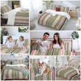 thumbnail image 6 of Colorful Striped Bedding 3 Piece Duvet Cover Set Queen Size, Sage Green Pink White Vertical Lines Soft Microfiber Comforter Cover with Zipper Closure & Pillowcases, FadeResistant Quilt Cover, 6 of 9