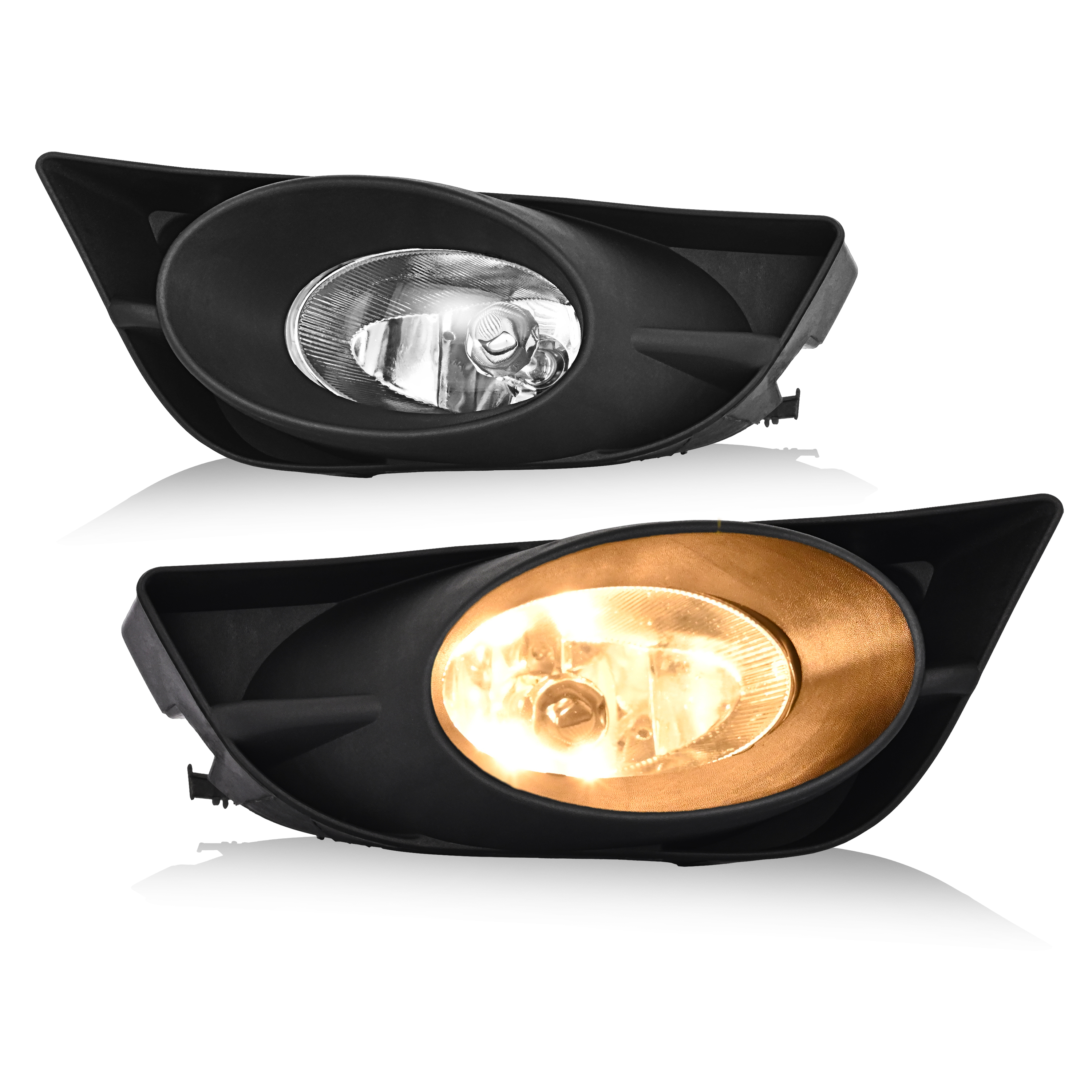 Kojem Pair Fog Lights w/Fog Light Bezel for 2009-2011 Honda Fit Fog Lamp Assembly w/Bulbs Replacement for HO2593122 HO2592122