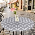 thumbnail image 3 of Moroccan Pattern Elastic Fitted Round Table Cover Geometric Trellis Grey Waterproof Outdoor Tablecloth for Holiday Party, Picnic, Patio & Dining Fits Tables Up to 36"-44", 3 of 8