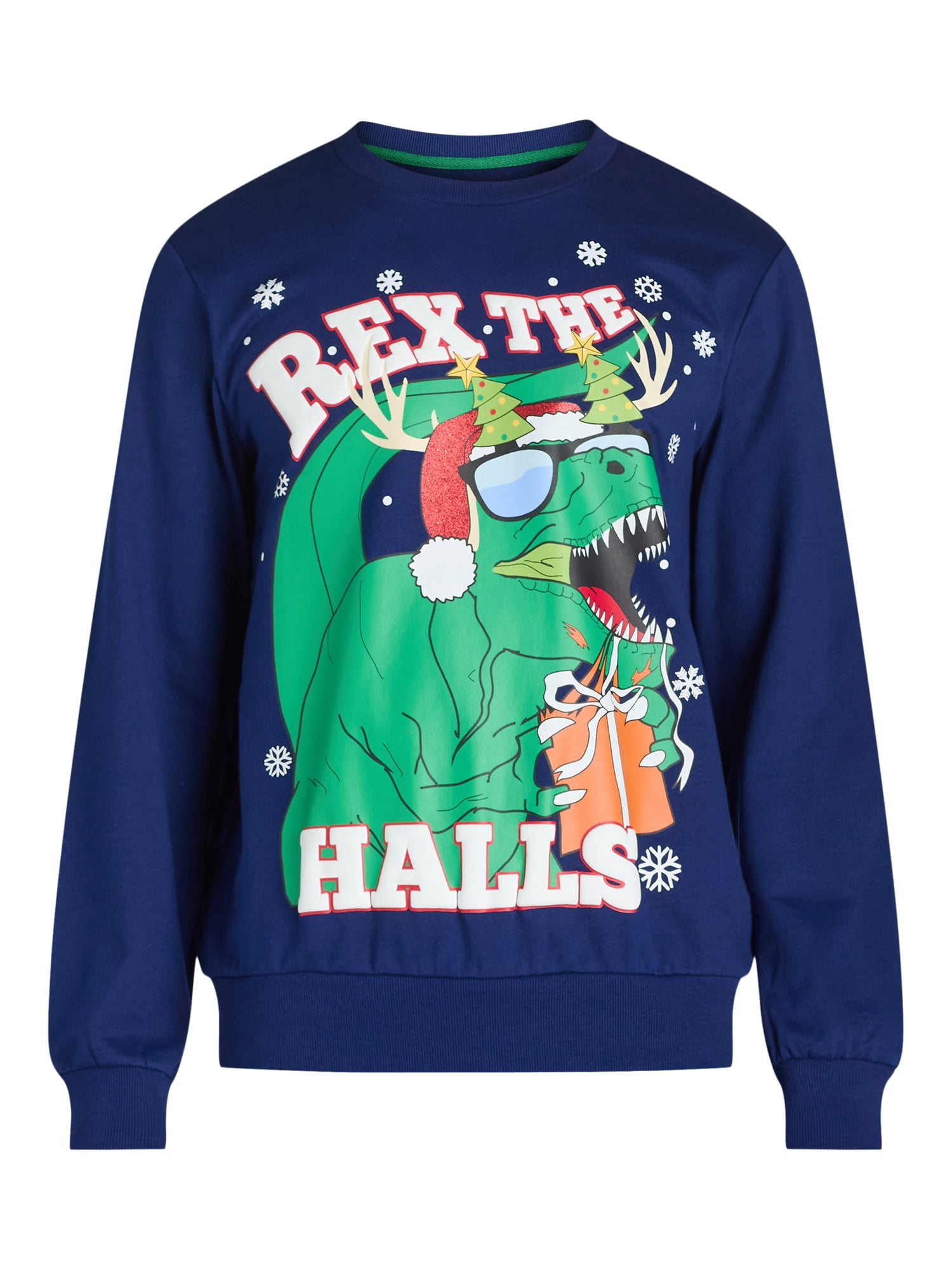 Jolly Knits Men's & Big Men's Crewneck Christmas Sweatshirt, Sizes S-3XL