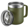 thumbnail image 1 of Tasse à Café Isolée 12oz avec Poignée, Vert Armée, Tasse de Voyage en Acier Inoxydable avec Couvercle Rabattable, Gobelet à Café à Double Paroi sous Vide, 1 of 5