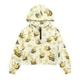 thumbnail image 5 of Xixirimido Bee Daisy Honeycomb Printed Girls Half Zip Sweatshirt Long Sleeve Pullover Crop Tops Kids Lightweight Hoodie Fashion Winter Clothes Size 7-8, 5 of 7