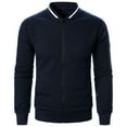 thumbnail image 2 of Xysaqa Mens Casual Jacket Slim Fitted Lightweight Jacket Spring Fall Workout Running Jacket Varsities Baseball Coat with Full Zip Up Navy, 2 of 5