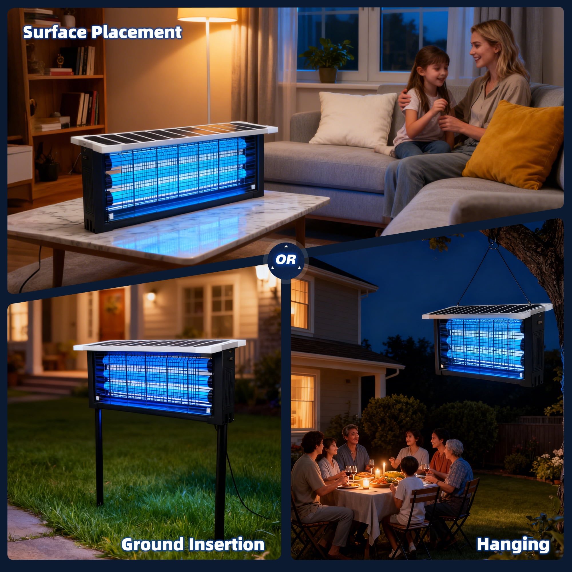Coospider 4000 Sq Ft Solar Bug Zapper, 18W Rechargeable Waterproof Outdoor Mosquito Killer for Patio Garden Yard Camping