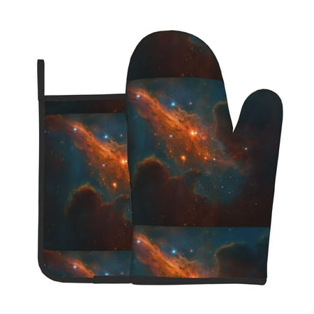 

Oven Gloves Hot Pads For Kitchen Decor Nebula- Heat Resistant 2pcs For Cooking Baking Bbq
