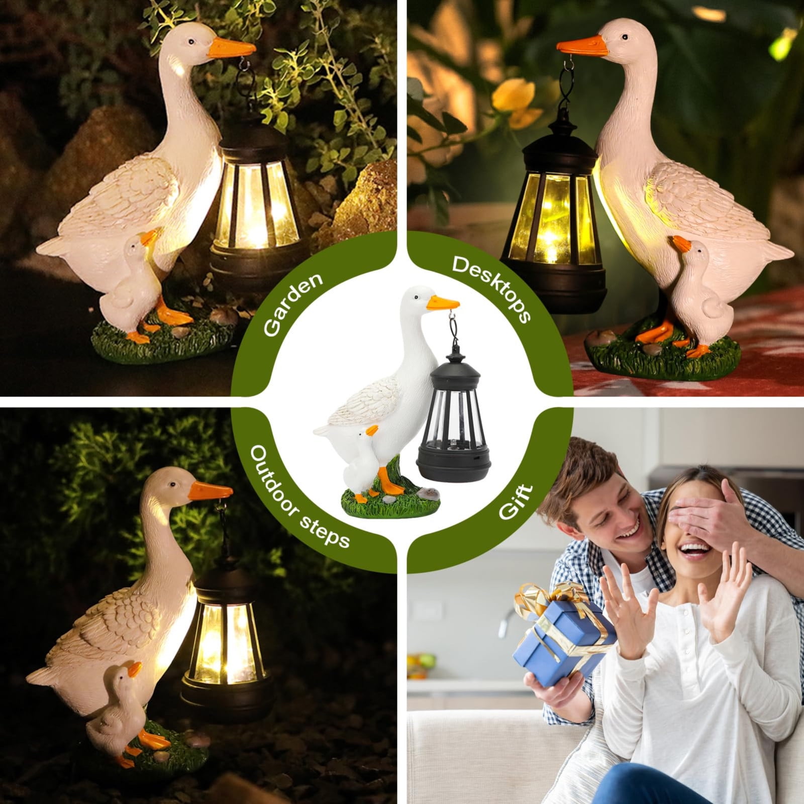 Bfogop Solar Goose Outdoor Statues for Garden: Porch Decor with Warm Lantern Clearance for Outside Yard Art Lawn Ornaments Patio Balcony, Perfect Yard Goose Decor for Garden