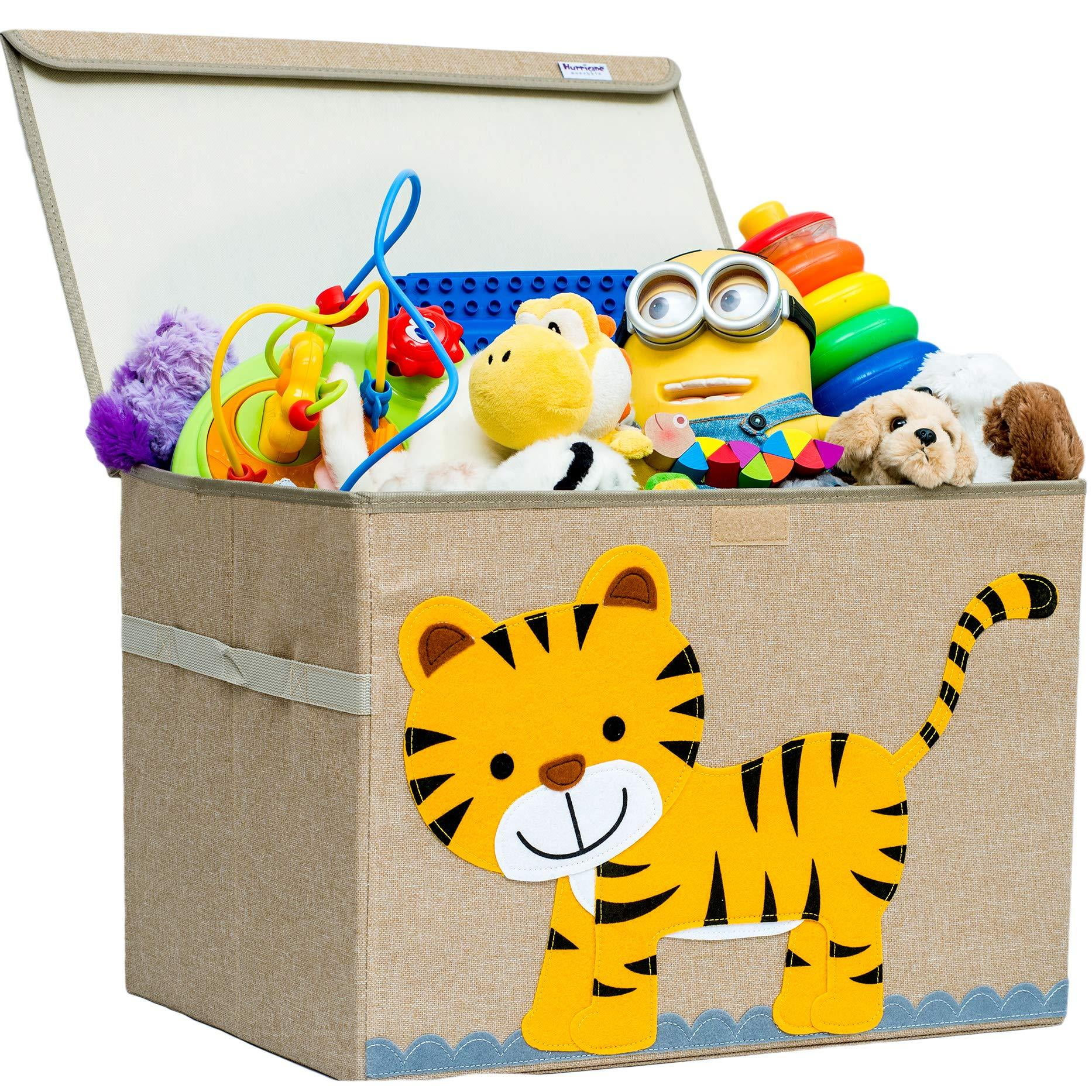 Hurricane Munchkin Large Toy Chest Canvas Soft Toy Storage Bin With Lid Woodland Safari Toy Box For Kids Boys Girls Toddler And Baby Nursery 14 Quot X 15 Quot X 21 Quot Tiger Tiger Walmart Canada