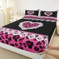 thumbnail image 3 of jejeloiu Leopard Cheetah Pattern Bed Sheets,Cute Loves Heart King Sheets,Pink White Black Sheet Set For Adults,Super Cozy Room Decor,4pcs, 3 of 7