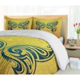 thumbnail image 5 of Ambesonne Tattoo Duvet Cover Sets, Tribe Design Butterfly, 2-Queen, Blue and Yellow, 5 of 7