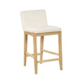 thumbnail image 3 of Nathan James Gracie Modern Counter Height Bar Stool with Back, Counter Stool Upholstered Chair with Natural Textured Linen and Brushed Wooden Legs, White/Light Brown, Set of 2, 3 of 3