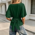 thumbnail image 6 of ClodeEU Women's Batwing Sleeve Crop Top, Ruched Waist Short Sleeve T-Shirt, Casual Summer Tee Army Green,Women's Plus L, 6 of 8