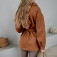 thumbnail image 5 of Huowey Womens Overcoat Button Down Long Sleeve Lapel Wool Coat With Belt Elegant Solid Color Oversized Fashion Jacket Mid Length Comfort Outwear,Coffee,XXL, 5 of 7