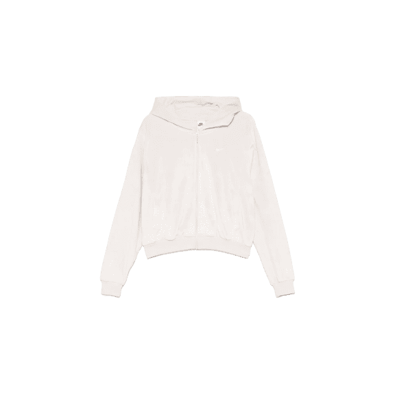 NIKE WOMENS Sportswear Chill Knit Loose Velour Full-zip Hoodie "Light Orewood Brown / Sail" HJ0954 104 from Stadium Goods