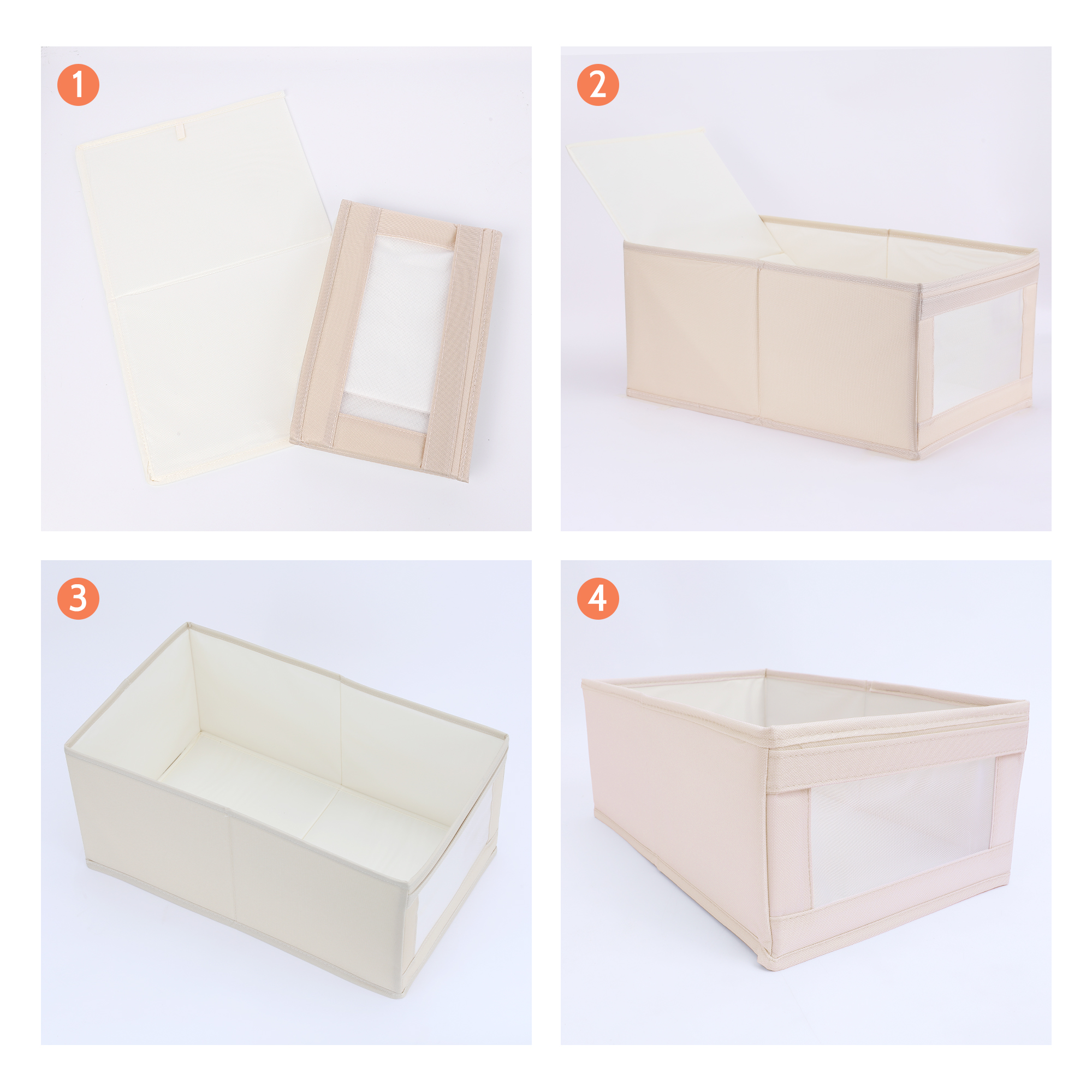 Unique Bargains Fabric Storage Cube Storage Bin Storage Basket Khaki 19*11*8.3in