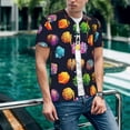 thumbnail image 6 of Zufioo Lovely Planet Print Men's Baseball Short Sleeve, Moisture Wicking Button-Down Hip Hop Tee-Small, 6 of 7
