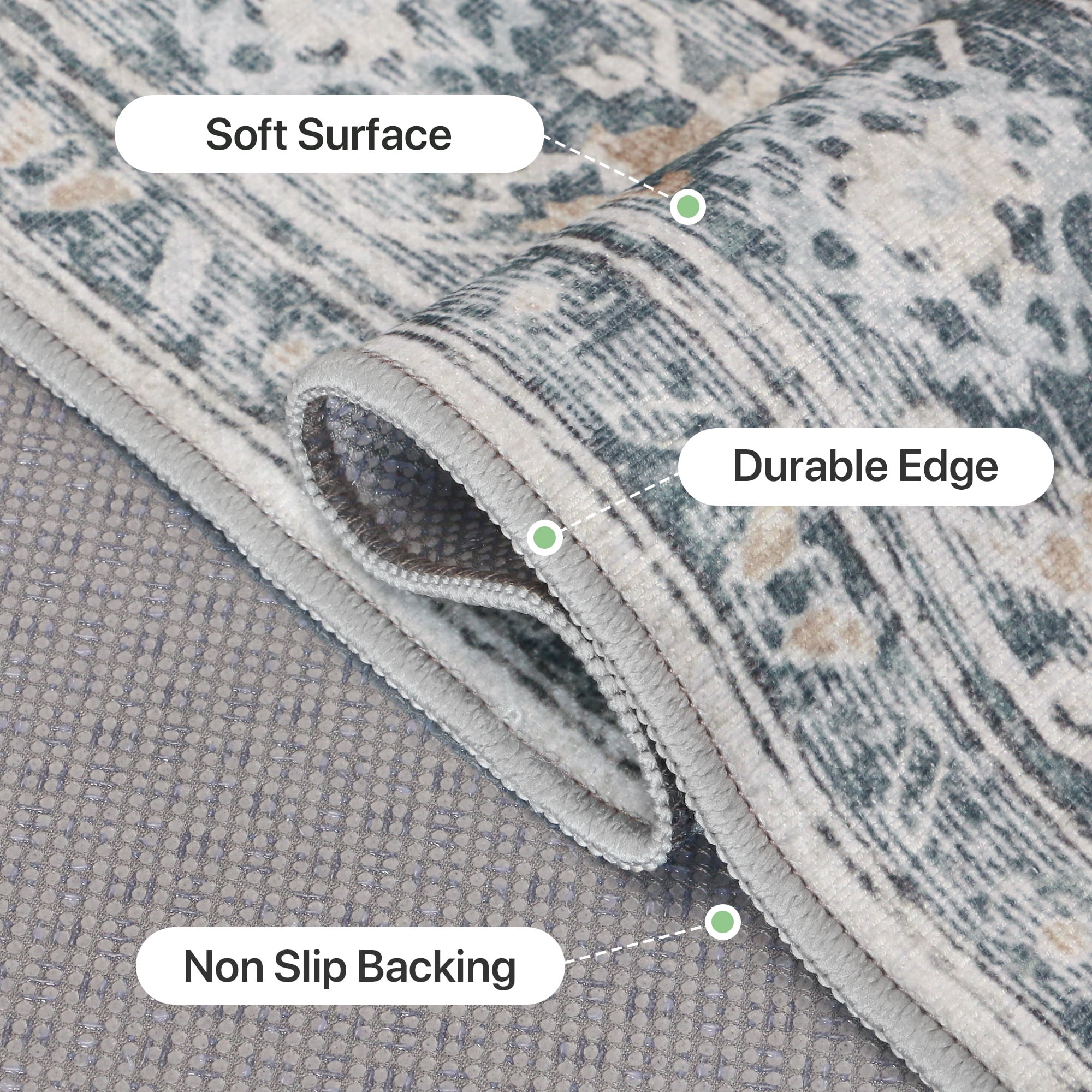 DEORAB Outdoor Rugs 9'X12' Chenille Patio Rug Three-Layer Material Imitation Silicone Spot Molding Camping Outside Rv Mat,Blue