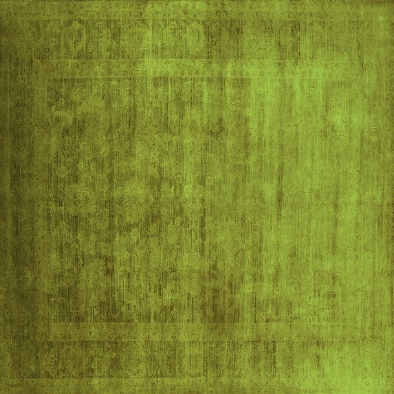 Ahgly Company Indoor Square Oriental Green Industrial Area Rugs, 8' Square