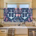 thumbnail image 2 of Yayeee Kitchen Curtains Tier Set of 2 Light Filtering 57"x36" Over Sink Window Panels, Light Blue Anchor, 2 of 7