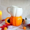 thumbnail image 2 of Inteprter Taza de calabaza, taza de calabaza de Halloween, linda superficie de café, fácil de limpiar, ideal para Acción de Gracias, Navidad, Juegos de servir café y té naranja 401-500 ml, 2 of 6