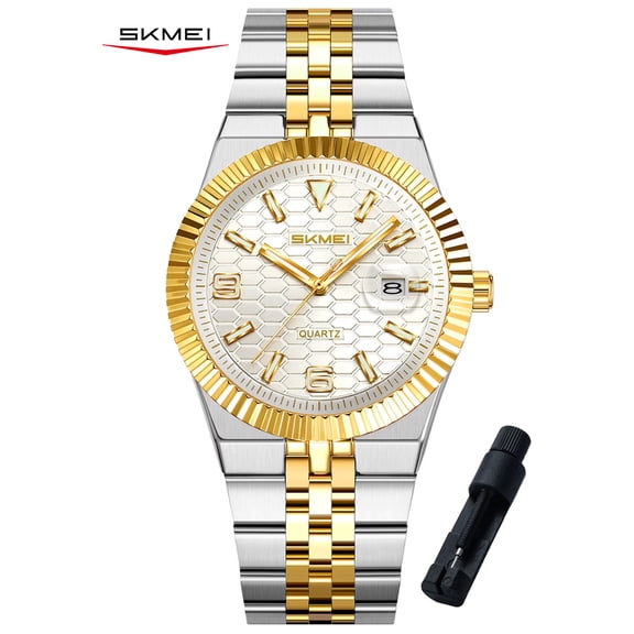 SKMEI Watch for Men Stainless Steel Waterproof Analog Quartz Mens Watches Business Date Luxury Casual Wrist Watch