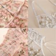 thumbnail image 3 of Body de lencería de peluche bordado floral con cordones sexy Top de malla transparente de una pieza, 3 of 5