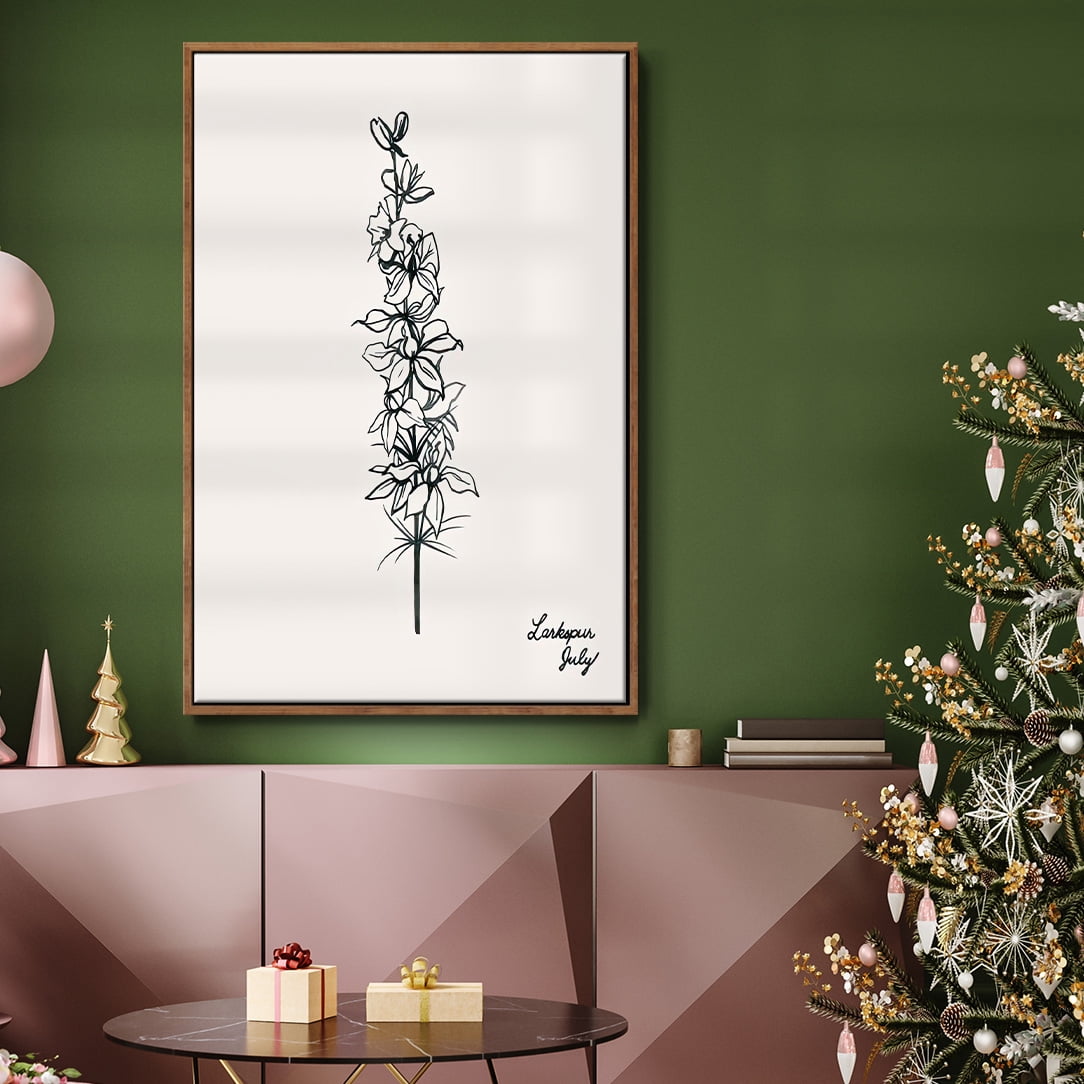 Annual Flowers VII - Framed Gallery Wrapped Holiday Canvas - 25 x 37 - Rosewood Frame