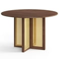 thumbnail image 4 of Pemberly Row Modern Round Dining Table with Cane Base in Walnut, 4 of 5