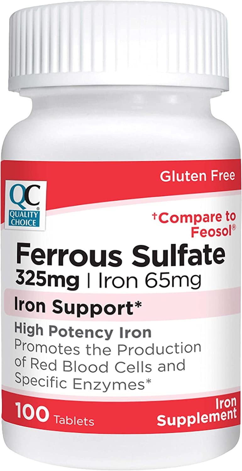 Quality Choice Ferrous Sulfate 325mg Iron Support Tablets, 100 Count ...