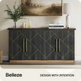 thumbnail image 3 of BELLEZE 65 Inch Buffet Sideboard Cabinet with Elegant Gold Trim, Modern Storage Console Table with Decorative Doors for Dining Room, Kitchen, and Living Room (Espresso Black), 3 of 7