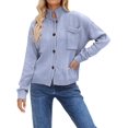 thumbnail image 2 of Womens Sweater Cardigan Long Sleeve Fall Button Down Knit Tops with Pockets Casual Loose Coats Jackets Blue S, 2 of 7