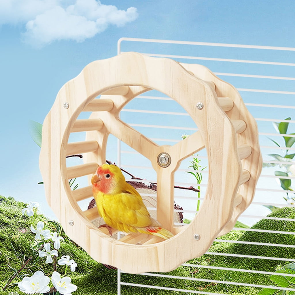 Birdcage Perch Rotating Wheel Toy Enriching Standing Wheel Pet Bird Supply