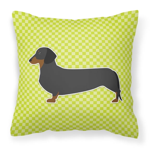 Carolines Treasures Dachshund Checkerboard Green Fabric Decorative Pillow