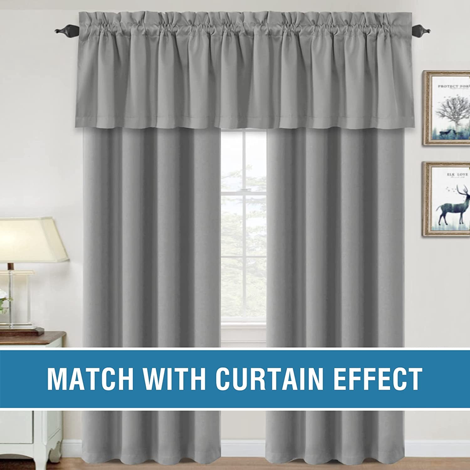 Blackout Curtain Valances for Kitchen Windows/Bathroom/Living Room/Bedroom Thermal Insulated Rod Pocket Valances for Windows, 2 Pack, 52" x 18"