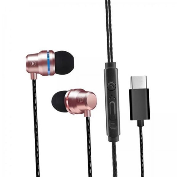 Wzmzjy 2xUniversal USB C Headphones Wired in-ear Earphones & Volume Control,Comfortable 3 Pcs