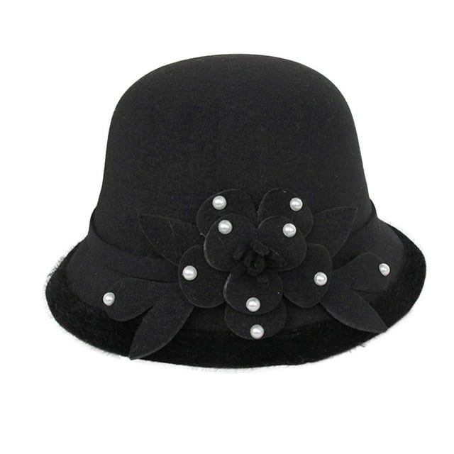 Chapeau Melon Petit pour Femme, Automne et Hiver, Fleurs, Rond, Décontracté, Style Bassin de Pêcheur