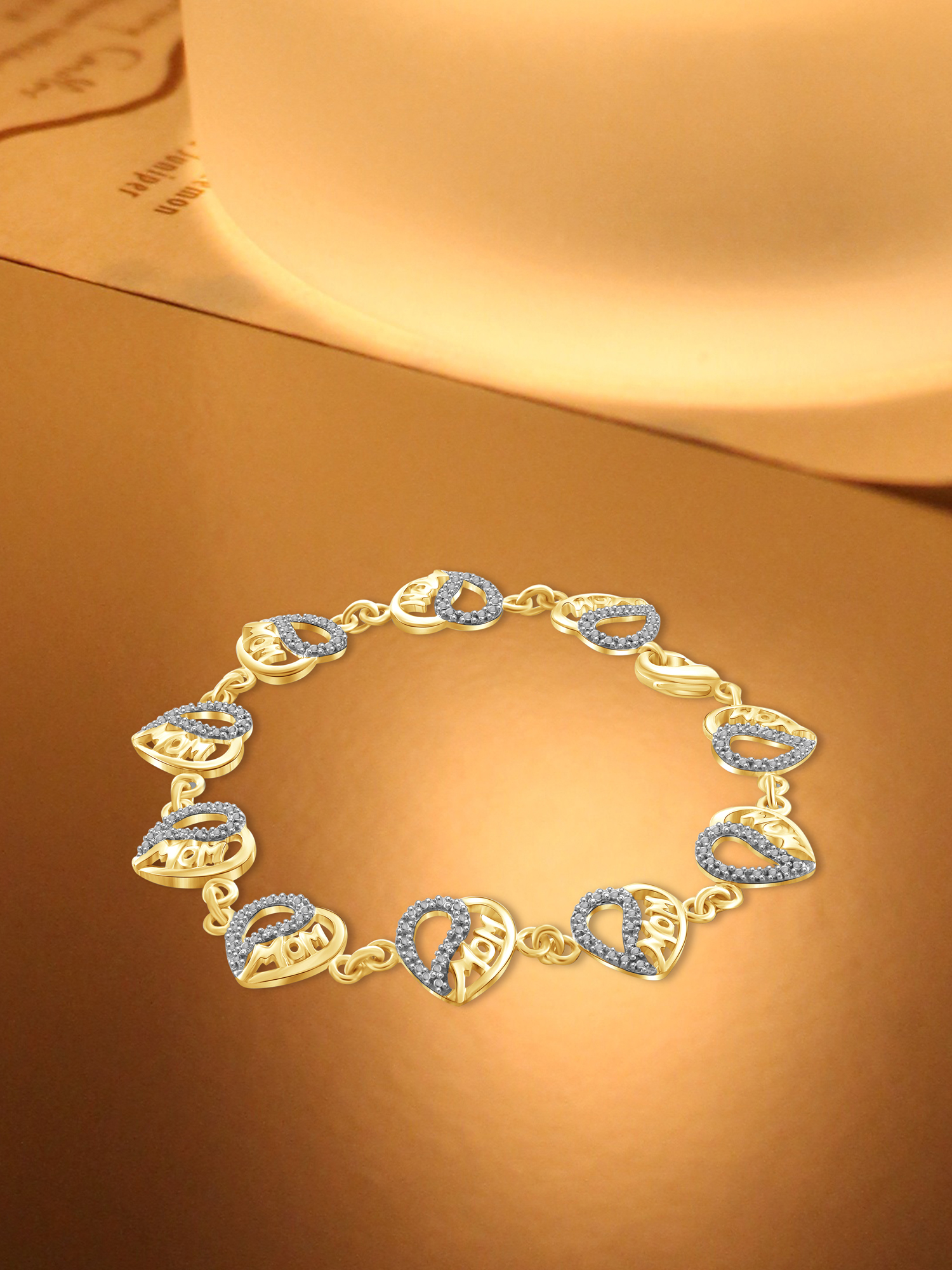 White Diamond Accent 14kt Gold-Plated Heart Bracelet, 7.50