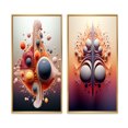 thumbnail image 2 of Designart "Geometric Metamorphosis Abstract Multiverse I" Abstract Shapes Framed Wall Art Set Of 2 - Transitional Pink Framed Canvas Set For Living Room Decor, 2 of 6