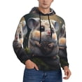 thumbnail image 2 of Pofeuu Cute Fat Ball Branch Print Mens Casual Hooded Collar Drawstring Hoodies Pullover Sweatshirts Casual Long Sleeve Shirts-Medium, 2 of 7